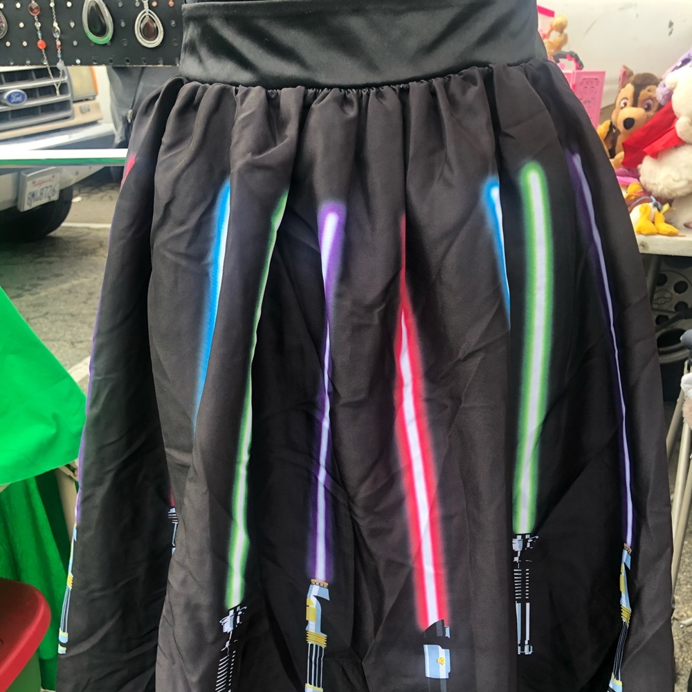 Disney Black Skater Skirt with Multicolor Lightsaber Print